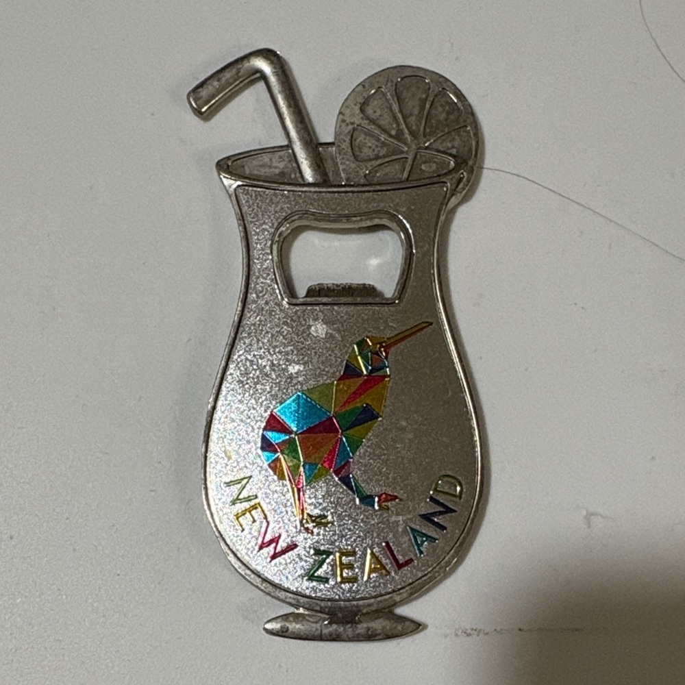 Silver New Zealand Kiwi Magnet and Bottle Opener